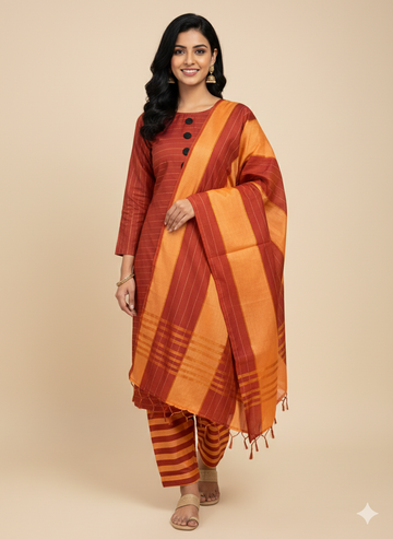 Unstitched 3 PC Royal Essence Lawn (Orangish)