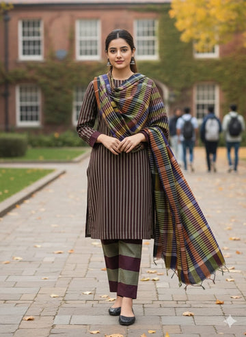 Unstitched Autumn Grace 3-Piece Suit        (Mehroon Golden)