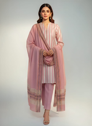 Unstitched 3 PC Royal Essence Lawn (Pink White)