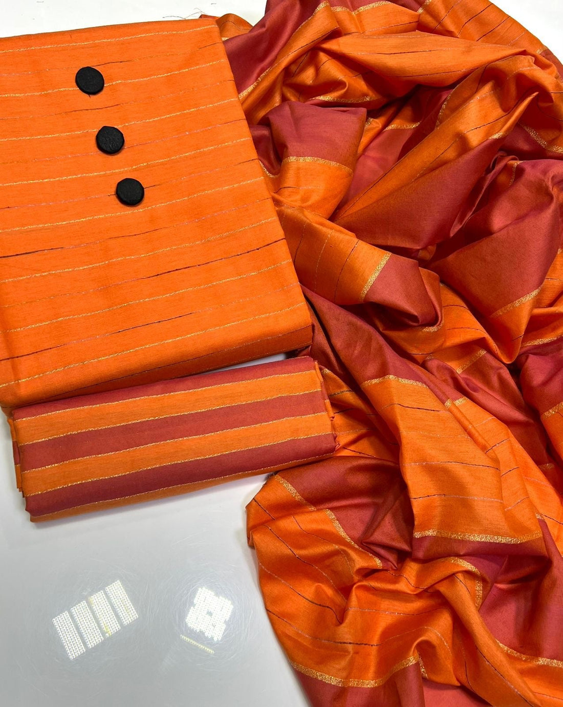 Unstitched 3 PC Royal Essence Lawn (Orangish)