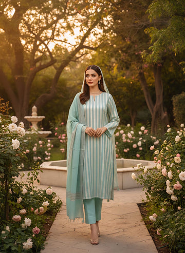 Unstitched 3 PC Royal Essence Lawn
(Mint Green White)