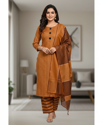 Unstitched 3 PC Royal Essence Lawn
(Golden Brown)
