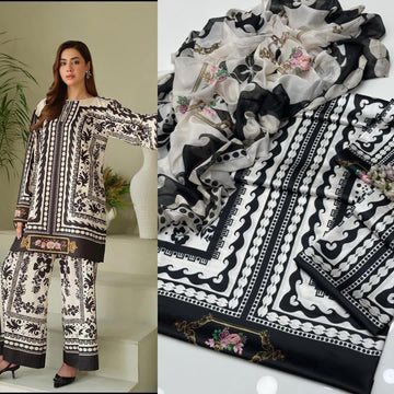 Shamoze Silk – Digital Bloom 3pc Unstitched Suit