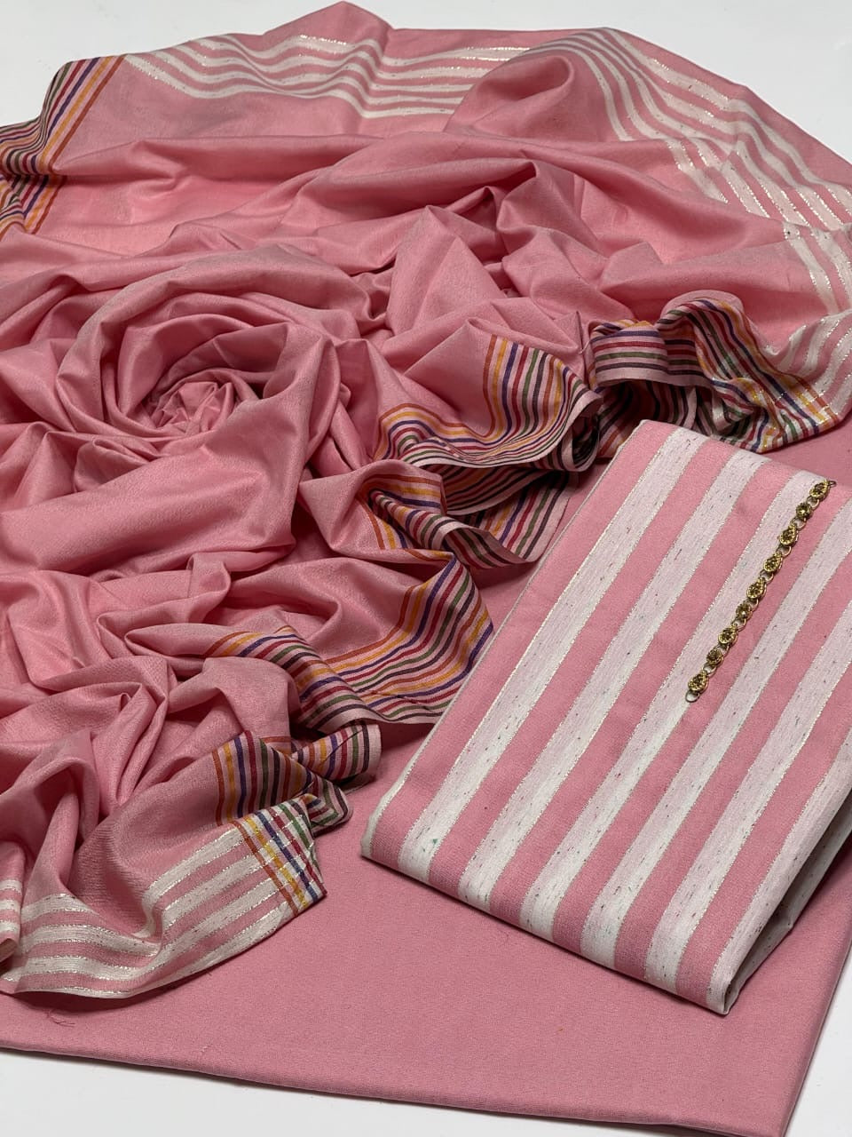 Unstitched 3 PC Royal Essence Lawn (Pink White)