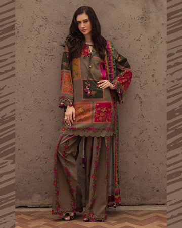 Shamoze Silk – Digital Bloom 3pc Unstitched Suit