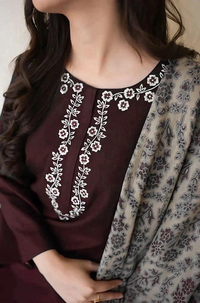 DHANAK 3PC EMBROIDERED 009