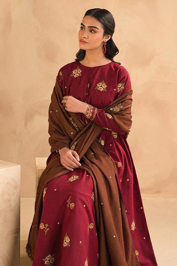 🌸 WINTER'S COLLECTION 🌸  🟥 BRAND NAME : LIBAAS 🟨 CATEGORY : DHANAK 3PC Embroidered (004)