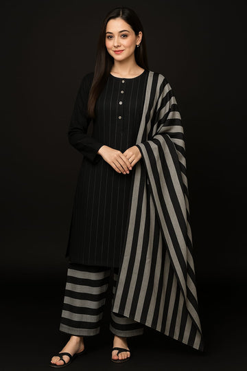 3pc Multani Susi Khaadi Black