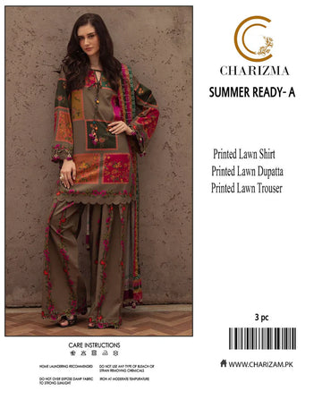 Unstitched 3PC LAWN PRINTED CHIFFON DUPATTA || CHARIZMA