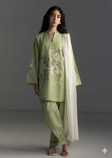 UNStitched Embroidered Muzlin Lawn Suit 3pc