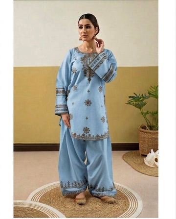 UNSTITCHED LAWN COLLECTION sky blue