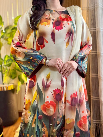 Shamoze Silk – Digital Bloom 3pc Unstitched Suit