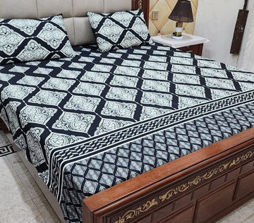 3 Piece Cotton Crystal Bedsheet [002]