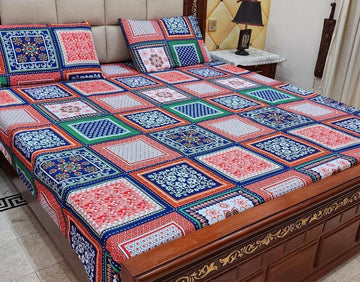 3 Piece Cotton Crystal Bedsheet [008]