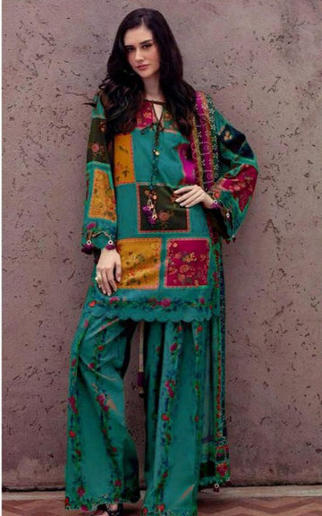 Unstitched 3PC LAWN PRINTED CHIFFON DUPATTA || CHARIZMA