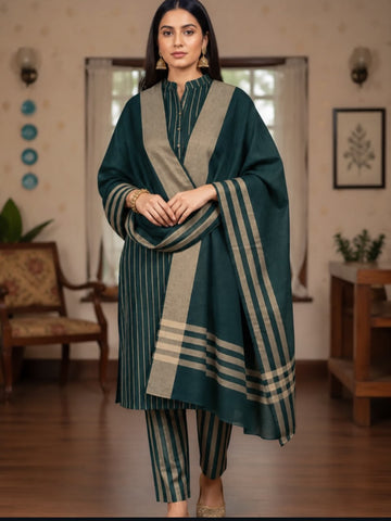 3pc Multani Susi Khaadi Green